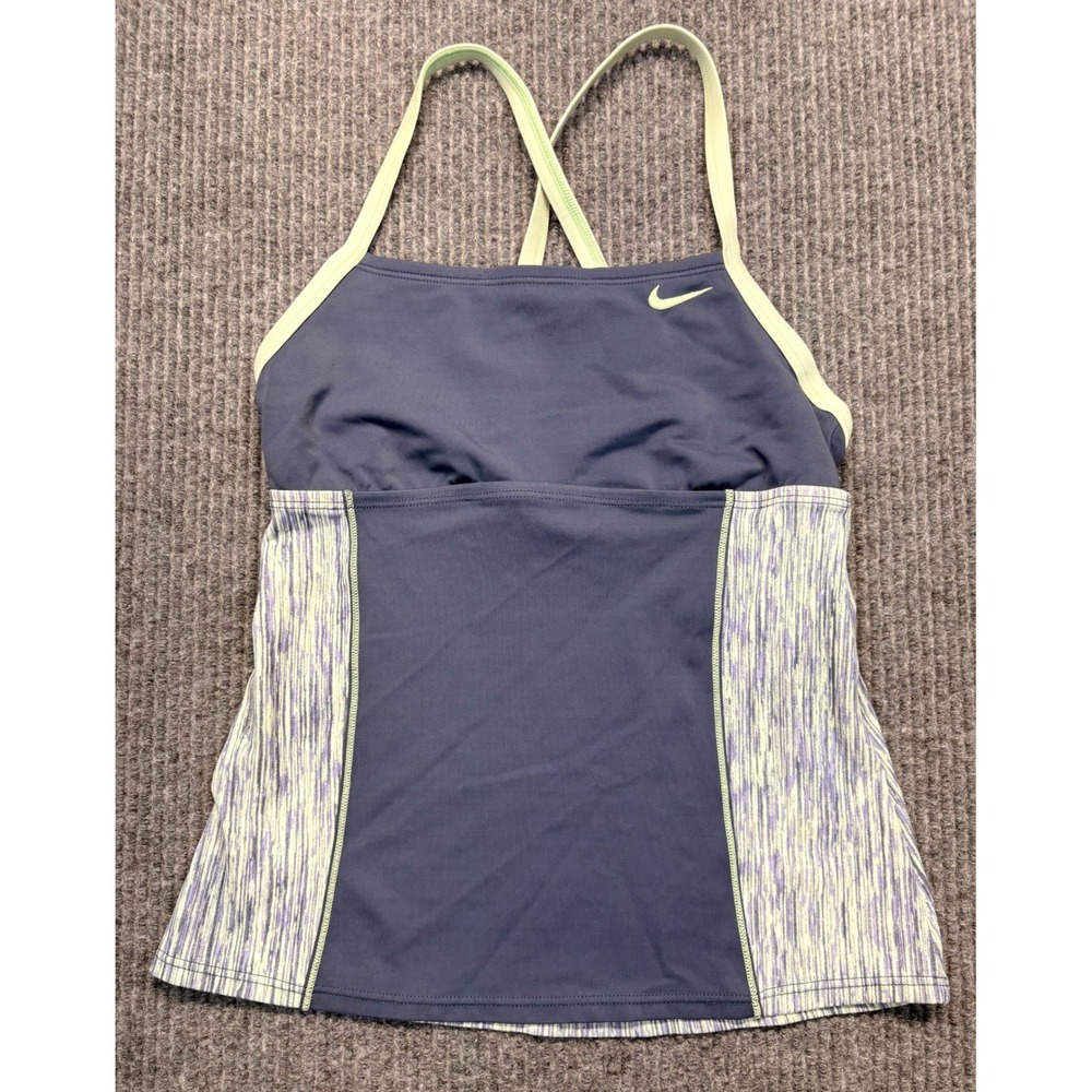 Nike Swim Tankini Top Womens Small Navy Space Dye Crossback NESS9376 414